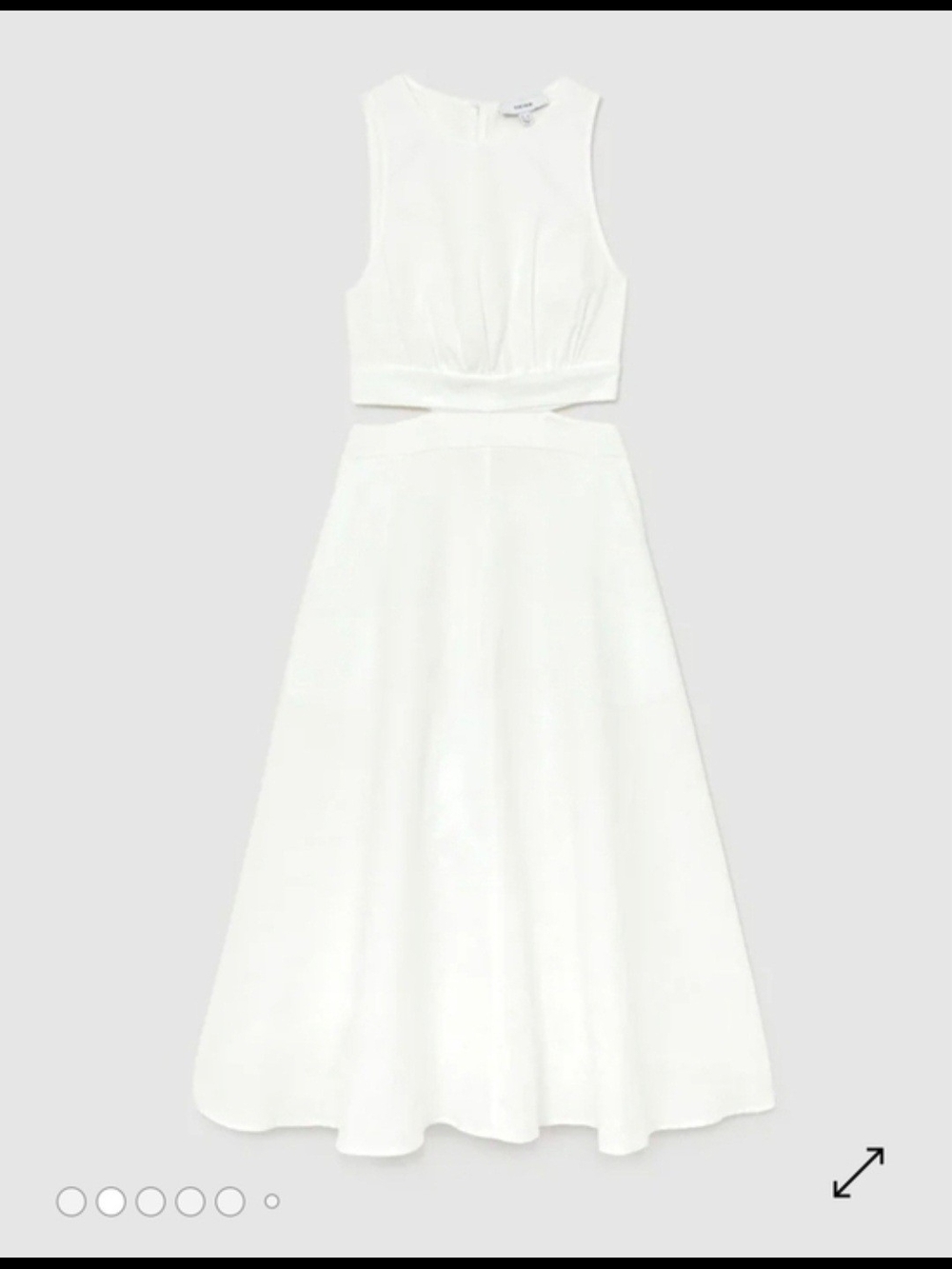 Reiss Hazel Linen Cutout Midi Dress Ivory 6 $310 - Picture 3 of 7